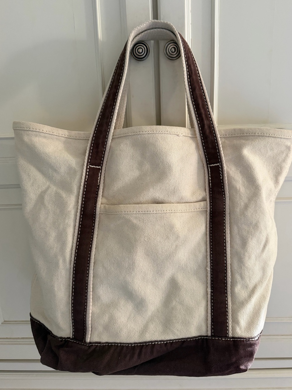 Restoration Hardware Extra Large Ivory Brown Heavy Duty Cotton Canvas Boat Tote